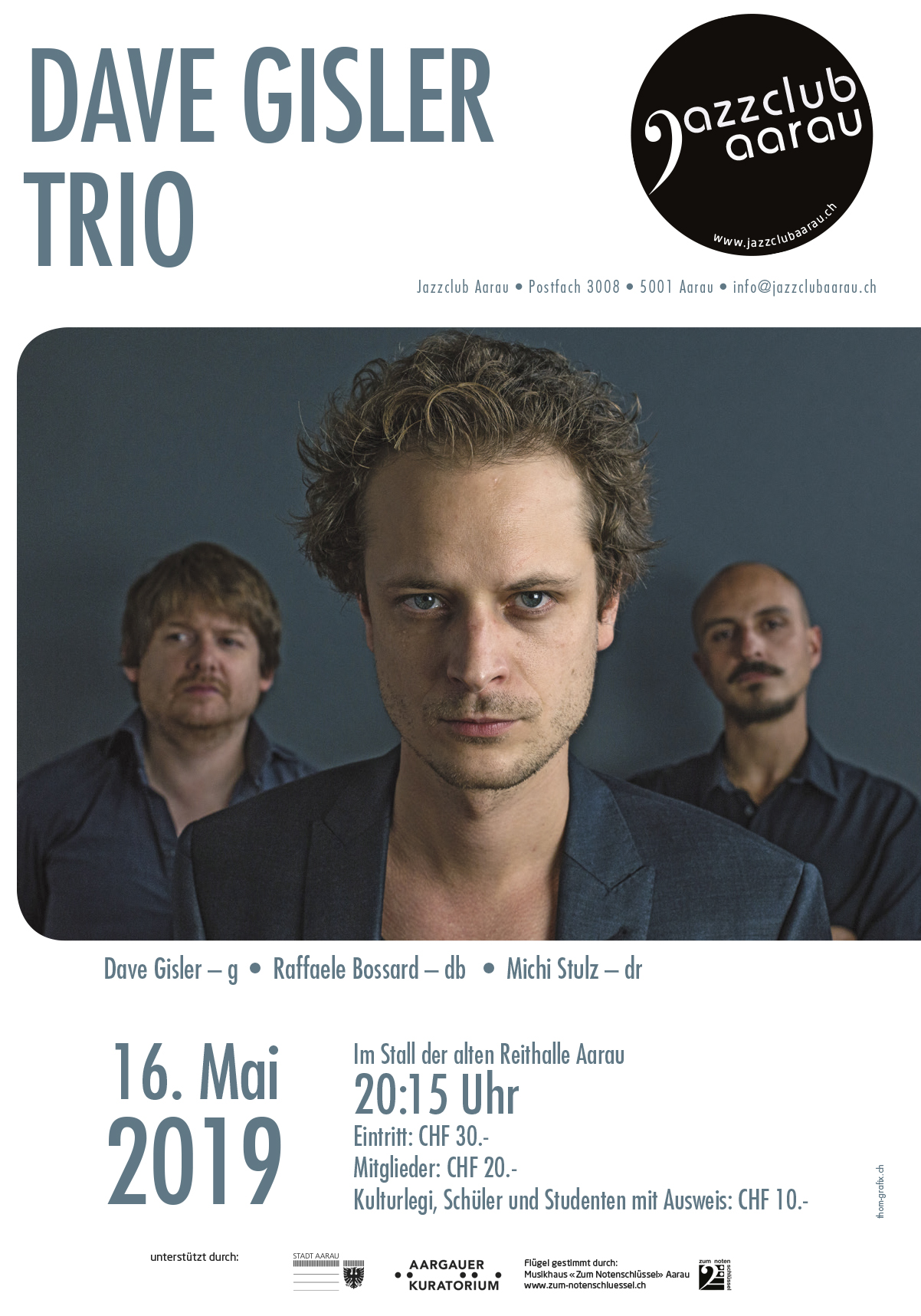 Konzertflyer «Dave Gisler» Alte Reithalle Aarau 2019